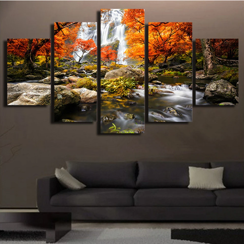 5pcs Landscape Canvas Painting Modern Wall Art Printed Picture Home Decor Mountain Sunset Wall Art for Living Room Decor Unframe - Image 11