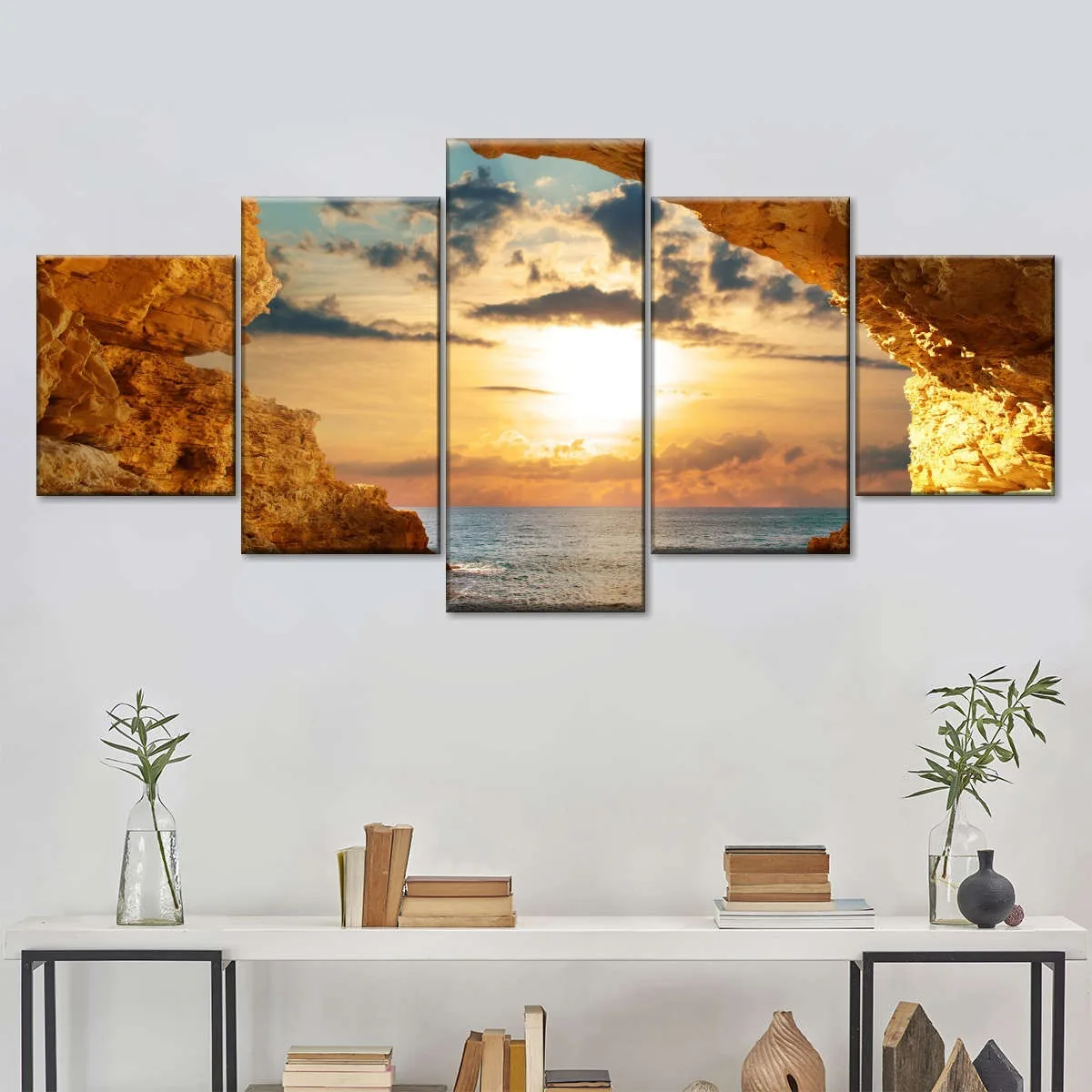 5pcs Landscape Canvas Painting Modern Wall Art Printed Picture Home Decor Mountain Sunset Wall Art for Living Room Decor Unframe - Image 24