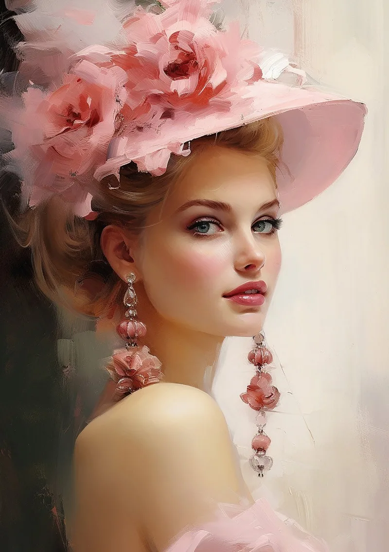 Elegant Vintage Woman In Large Hat Portrait Poster Print Wall Art Pictures Canvas Painting Living Room Bedroom Home Decor Gift - Image 11
