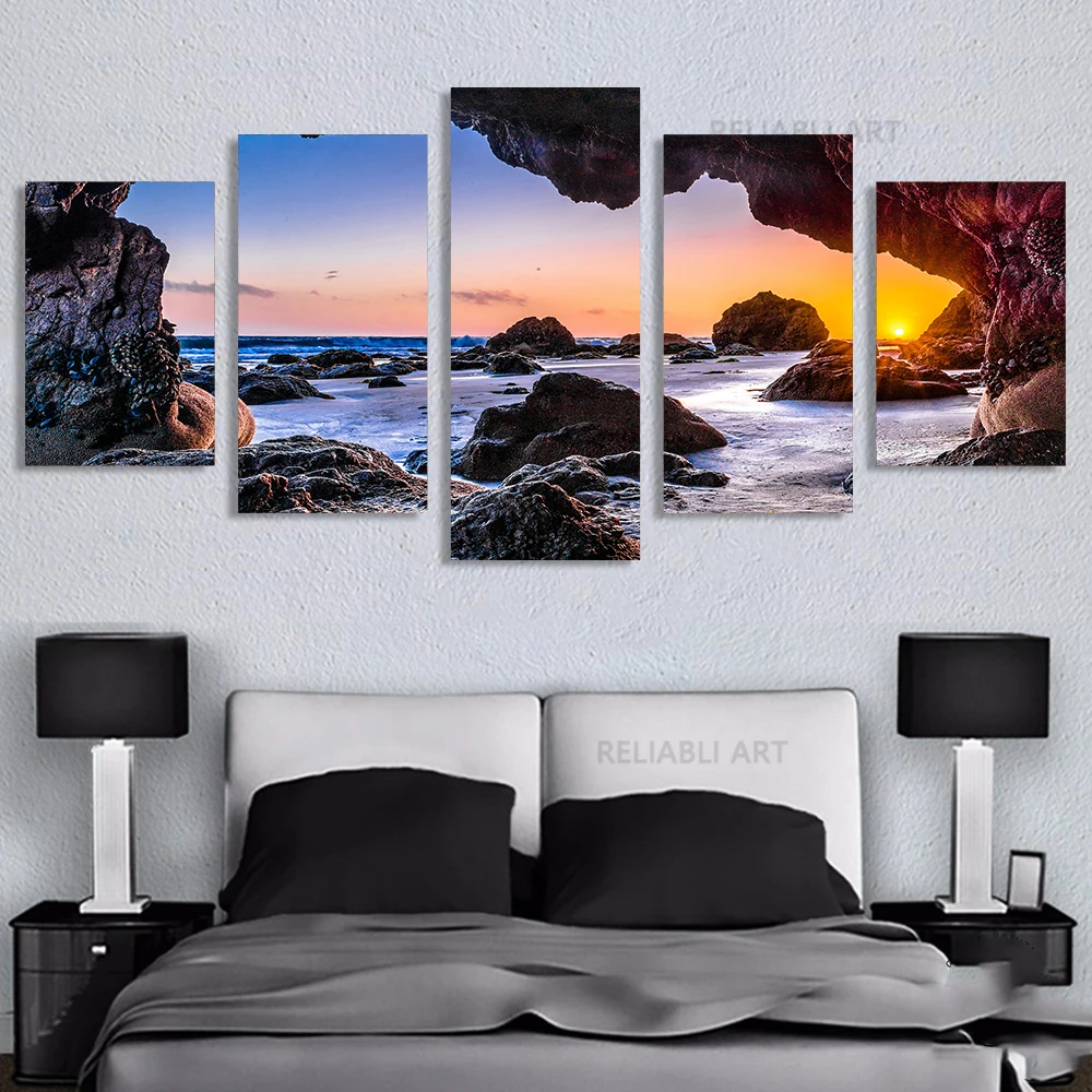 5pcs Landscape Canvas Painting Modern Wall Art Printed Picture Home Decor Mountain Sunset Wall Art for Living Room Decor Unframe - Image 7