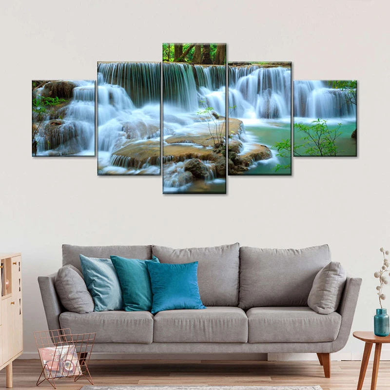5pcs Landscape Canvas Painting Modern Wall Art Printed Picture Home Decor Mountain Sunset Wall Art for Living Room Decor Unframe - Image 31