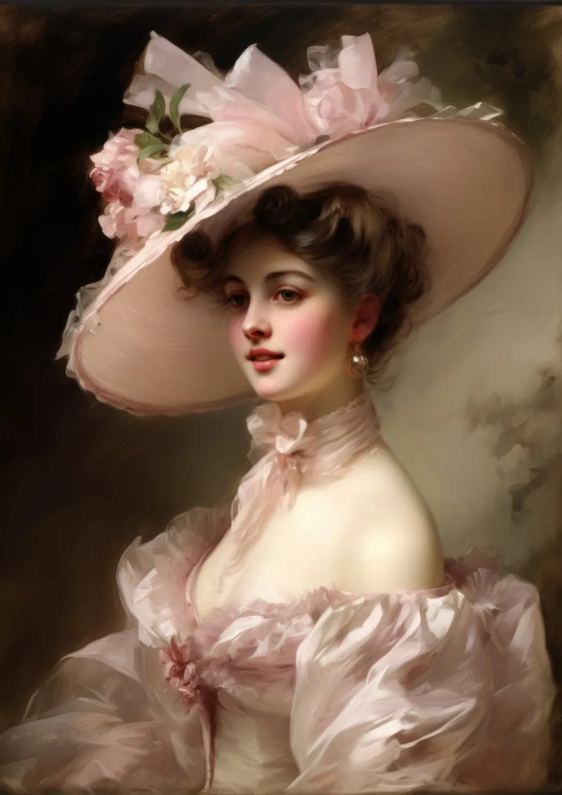 Elegant Vintage Woman In Large Hat Portrait Poster Print Wall Art Pictures Canvas Painting Living Room Bedroom Home Decor Gift - Image 8