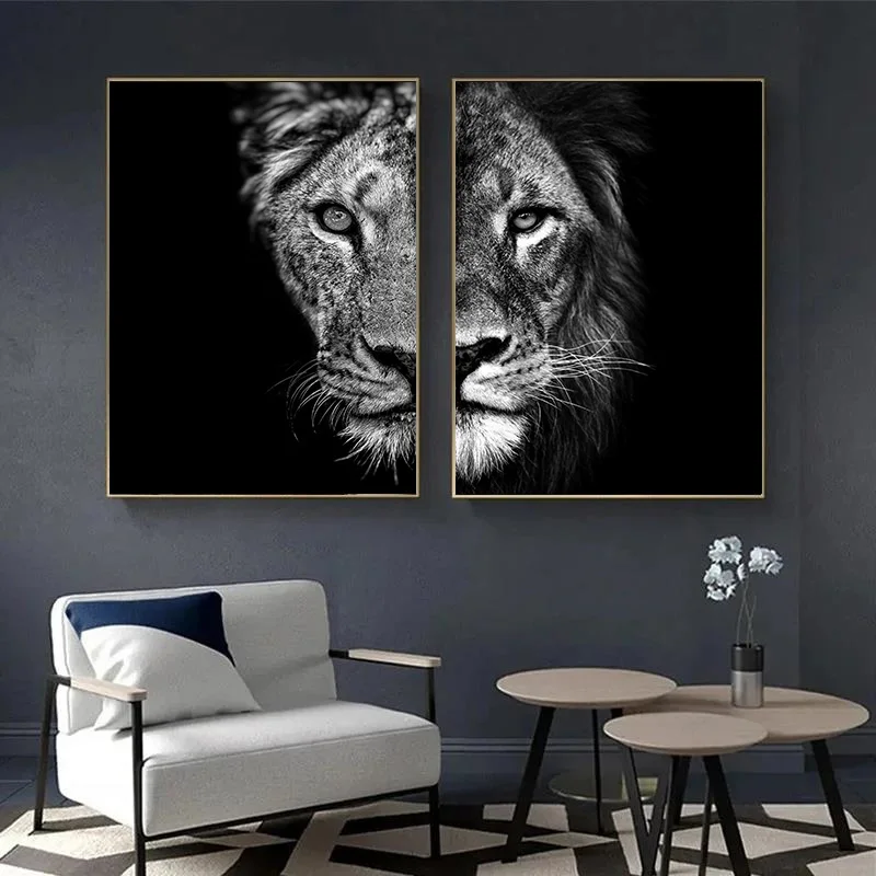 Canvas Paintings On The Wall Art Modern Male lion and lioness Decorative Posters And Prints Canvas Art Animal Pictures for Room - Image 3